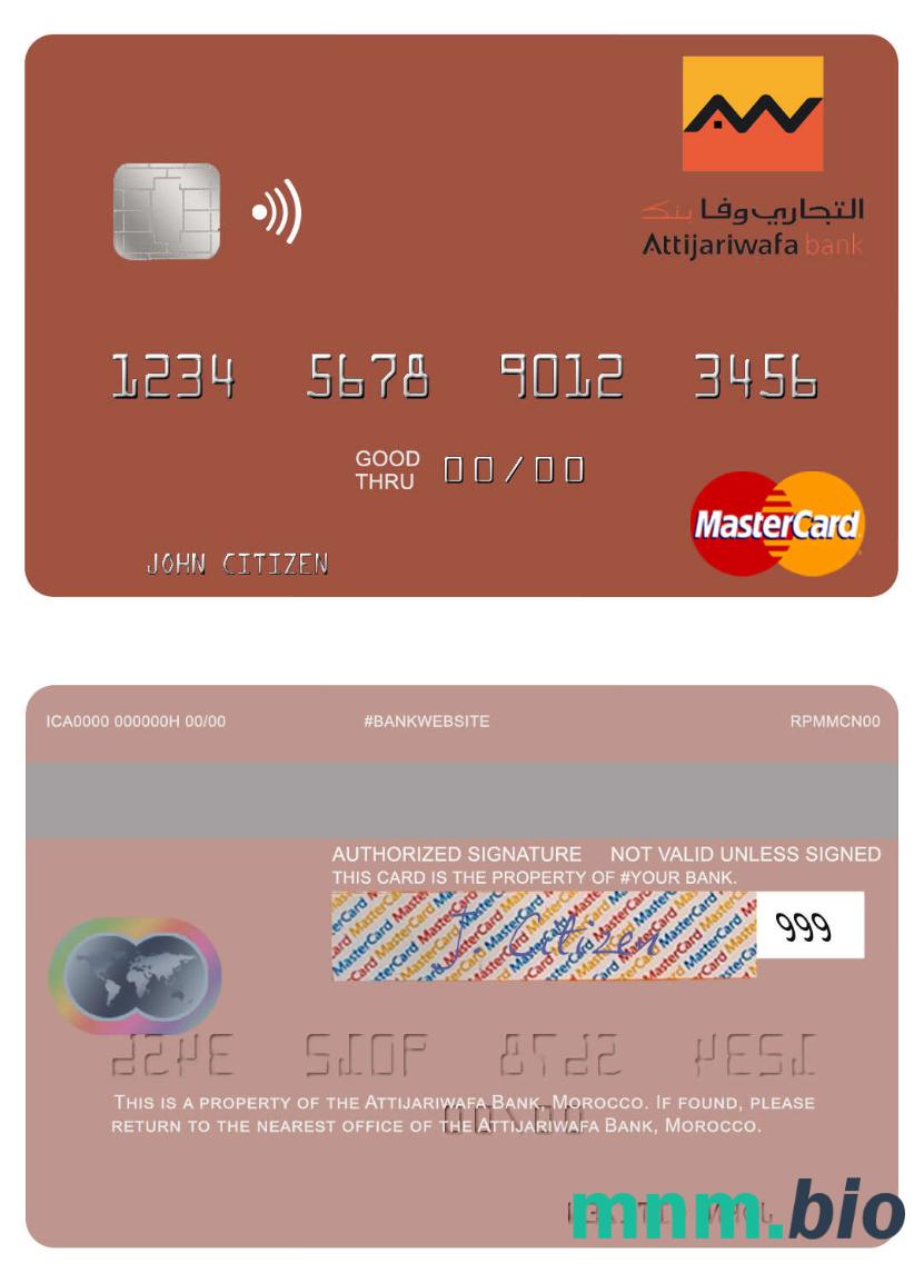 Morocco Attijariwafa Bank przykład karty mastercard w formacie PSD